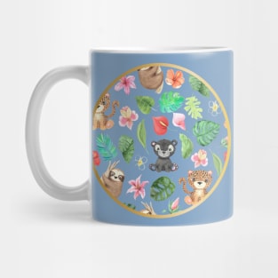 Tropical Floral Cute Animals Circle Mug